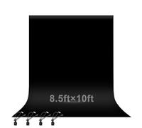 EMART Telón de Fondo Negro de 2,6 x 3 m para fotografía, Cortinas Negras Lisas Grandes para Fiesta, Tela de poliéster, Pantalla Negra, Estudio de Video, Retrato, sesiones de Fotos, Fiestas