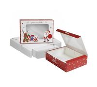 Emartbuy 12 cajas de regalo de Navidad, 16,5 x 11 x 5 cm, caja de Papá Noel blanco rojo con tapa transparente