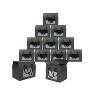 Emartbuy Bolsa de papel fuerte para regalo, 15 cm x 11 cm x 9 cm, caja de papel kraft negra, caja para magdalenas, galletas, magdalenas, con ventana transparente y asa de transporte, paquete de 24