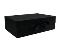 Emartbuy Caja de regalo magnética negra con cinta, 11.1 x 7.9 x 3.6 pulgadas, caja individual