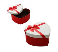 Emartbuy Caja de regalo rígida con forma de corazón, 30 x 24,3 x 14,5 cm, caja roja texturizada con tapa blanca, cinta de satén y papel triturado de 150 g, color rojo
