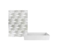 Emartbuy Caja de regalo rígida mediana - 34 x 23 x 8 cm - Caja de regalo de cartón de lujo con patrón de árboles con purpurina para regalos de vacaciones, bodas y cestas corporativas