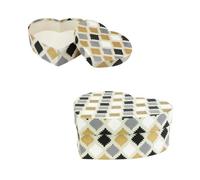 Emartbuy Caja Regalo De Papel De Algodón Hecha A Mano, Impresa en Oro Negro, 16 x 14 x 6 cm