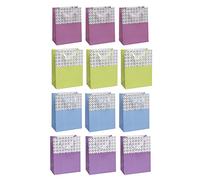 Emartbuy Conjunto De 12 Bolsas De Regalo Matt De Lujo Medio 300 gsm Papel Laminado Fuerte - Estampado