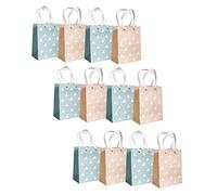 Emartbuy Conjunto de 12 Lujo Bolsa de Regalo Papel Laminado Fuerte Colores Mezclados 18 x 23 x 10 cm - Arboles - Azul y Rosa