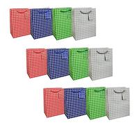 Emartbuy Conjunto de 12 Lujo Bolsa de Regalo Papel Laminado Fuerte Colores Mezclados 18 x 23 x 10 cm - Cuadros
