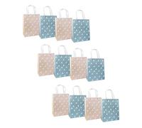 Emartbuy Conjunto de 12 Lujo Bolsa de Regalo Papel Laminado Fuerte Colores Mezclados 30.5 x 27 x 13.3 cm - Arboles - Azul y Rosa