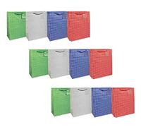 Emartbuy Conjunto de 12 Lujo Bolsa de Regalo Papel Laminado Fuerte Colores Mezclados 32 x 42 x 11.5 cm - Cuadros