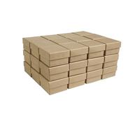 Emartbuy Conjunto de 24 Marrón Cuadrado Cartulina Joyería Cajas de Anillo, Caja de Regalo Para Los Aniversarios, Bodas, Cumpleaños Tamaño - 5 cm x 5 cm x 4 cm