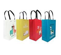 Emartbuy Conjunto de 4 Lujo Bolsa de Regalo Papel Laminado Fuerte Colores Mezclados 26 x 32 x 12.5 cm - Llama