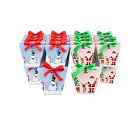Emartbuy Juego de 48 cajas de dulces de Navidad, caja de golosinas, caja de regalo con cinta, 2 diseños, 6 piezas por diseño. Tamaño: 12 cm x 6 cm x 10 cm