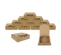 Emartbuy Paquete de 12 Caja de Regalo de Presentación en Forma Cuadrada, 24 cm x 24 cm x 5 cm, Fácil Montaje Caja de Kraft Marrón Con Cinta de Lazo