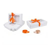 Emartbuy Paquete de 12 cajas de regalo blancas con ventana transparente mediana y grande, 27 x 16 x 6 cm