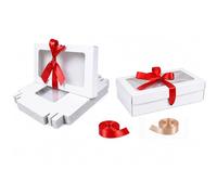 Emartbuy Paquete de 12 cajas de regalo blancas con ventana transparente mediana y grande, 27 x 16 x 6 cm