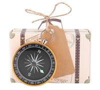 Embalaje de Caramelo Fácil, Diseño Elegante de Mini Maleta, Brújula Dorada, Juego Favores Boda, Caja Boda, Incluye Brújula, 20 Etiquetas en, Cajas Pequeñas, Cáñamo (GOLD)