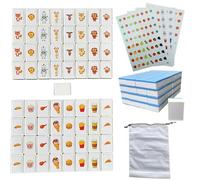 Embalaje Sencillo,65 Bloques de 30mm Seaside Juego Escape en Estilo Mahjong,Juego de Mesa Seaside Escape,para Niños,en ABS Plástico,Juego de Escape,con Pegatinas de PVC DIY-Tres Pegatinas Extra (Azul)