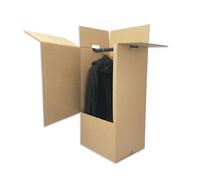 EMBALLAGGI.POINT 1 pieza cajas armario para ropa mudanzas 50 x 50 x 120 cm doble onda con barra de transporte (50 x 50 x 120) prendas colgadas ropa (3)