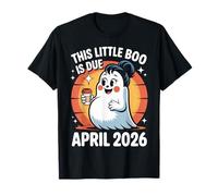 Embarazo de Halloween para Abril de 2026 Boo Ghost Messy Bun Mamá Camiseta