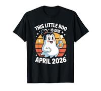 Embarazo de Halloween para Abril de 2026 Boo Ghost Messy Bun Mamá Camiseta