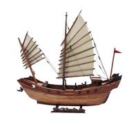 Embarcación a Vela Pequeño, 45 Cm, Modelo De Barco Fuchuan De Tres Velas, Estilo Clásico De Las Dinastías Ming Y Qing