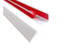 Embellecedor cuadrante de PVC, tira de borde de esquina, hocico para escaleras, peldaños de borde adhesivo de 393 pulgadas, protección de bordes de goma, moldeado de nariz impermeable (blanco, 2,5 x
