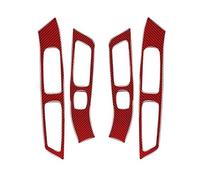 Embellecedor De Fibra Carbono Para Panel Botones Elevalunas Coche Para Volvo Para XC60 Para V60 2010 2011 2012-2017 ParaS60 2011-2018 Marco Panel Control Aire Acondicionado Automóvil(Red Carbon Fiber)