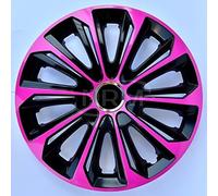 Embellecedor de tapacubos, extra fuerte, rosa/negro, set de 4, 15 pulgadas