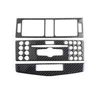 Embellecedor Marco para Benz Clase C W204 2007-2010 3Piezas Fibra Carbono Consola Coche Salida Acondicionado Panel CD Cubierta Ventilación Aire Central Embellecedor Coche Interior Cubierta Panel