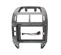 Embellecedor para Salpicadero con Sistema Navegación Y Marco para Reproductor Multimedia De 9" para VW para Polo 2004 2005 2006 2007 2008 2009 2010 Montaje Autoradio(Frame-Silver-Cord)