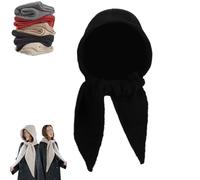Embellished Knit Bonnet,2-in-1 Women Winter Warm Knitted Pullover Hat Scarf,Fashion Knitted Hooded Long Shawl Wrap Hat (Black)