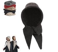 Embellished Knit Bonnet,2-in-1 Women Winter Warm Knitted Pullover Hat Scarf,Fashion Knitted Hooded Long Shawl Wrap Hat (Coffee)