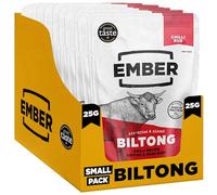 Ember Biltong de Ternera Chilli 250 g - Carne Seca Beef Jerky Rica en Proteinas - Baja en Grasa, Sin Azúcar Añadido, Keto, Sin Colorantes ni Aromas Artificiales - 10 Paquetes Snack de 25 g
