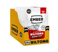 Ember Biltong de Ternera Chilli 360 g - Carne Seca Beef Jerky Rica en Proteinas - Baja en Grasa, Sin Azúcar Añadido, Keto, Sin Colorantes ni Aromas Artificiales - 8 Paquetes Snack de 45 g