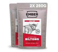 Ember Biltong de Ternera Chilli 500 g - Carne Seca Beef Jerky Rica en Proteinas - Baja en Grasa, Sin Azúcar Añadido, Keto, Sin Colorantes ni Aromas Artificiales - 2 Bolsas Resellables de 250 g
