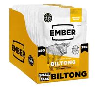 Ember Biltong de Ternera Original 250 g - Carne Seca Beef Jerky Rica en Proteinas - Baja en Grasa, Sin Azúcar Añadido, Keto, Sin Colorantes ni Aromas Artificiales - 10 Paquetes Snack de 25 g