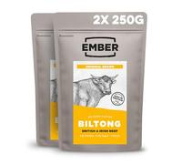 Ember Biltong de Ternera Original 500 g - Carne Seca Beef Jerky Rica en Proteinas - Baja en Grasa, Sin Azúcar Añadido, Keto, Sin Colorantes ni Aromas Artificiales - 2 Bolsas Resellables de 250 g