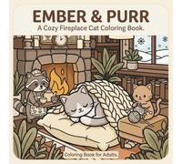 Ember & Purr: A Cozy Fireplace Cat Coloring Book: 30 Warm Illustrations of a Sleepy Café Cat by the Fire, Cozy Bookshelves & Charming Friends for Adult Relaxation