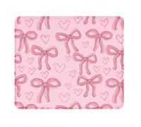 Embhlitfe Alfombrilla de ratón para niñas, bonita alfombrilla de ratón rosa con diseño de lazo, 32 x 28,5 cm, alfombrilla cuadrada para mouse de computadora para oficina y hogar, base de goma