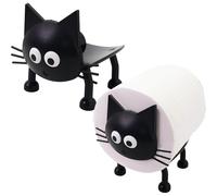 Embhlitfe Portarrollos de papel higiénico único para gatos - Divertido portarrollos de papel higiénico independiente - Juego de 2 soportes para papel higiénico con diseño de gato negro impreso en 3D