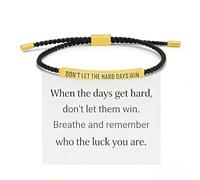Embhlitfe Pulsera de fuerza, Dont Let The Hard Days Win, pulsera con tarjeta de aliento, pulseras inspiradoras grabadas para mujeres, pulseras de cuerda ajustables para familiares, amigas y niñas