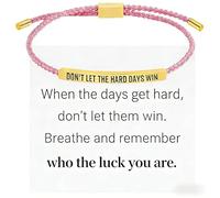 Embhlitfe Pulsera de fuerza, Dont Let The Hard Days Win, pulsera con tarjeta de aliento, pulseras inspiradoras grabadas para mujeres, pulseras de cuerda ajustables para familiares, amigas y niñas