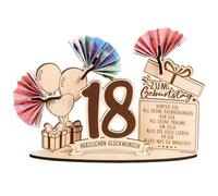Embhlitfe Regalos de dinero para 18 cumpleaños para niñas y niños, 18 cumpleaños para niños y niñas, cartel de madera, libro de visitas, regalo de cumpleaños, embalaje de madera, regalos para 18