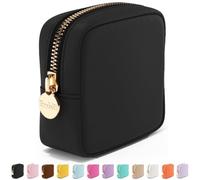 Embla Makeup Bag Travel Cosmetics Pouch and Toiletry Bag, Nylon Zipper Pouch Purse, Cute Make Up Organizer Storage Tote for Women Girls, Waterproof Travel Skincare Case, Small Makeup Bags, Black