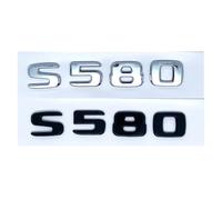 Emblema ABS Plateado Negro Brillante S480 S500 S560 S580 S600 Compatible con S W222 W223 Insignia Trasera Lateral del Coche Placa de identificación Etiqueta Adhesiva con Logotipo(S580,Glossy Black)
