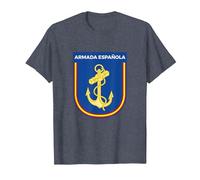 Emblema Armada Española Ejército español Naval Camiseta, Hombre, Azul Jaspeado, XL
