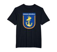 Emblema Armada Española Ejército español Naval Camiseta, Hombre Tallas Grandes, Negro, 3X Alto