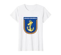 Emblema Armada Española Ejército español Naval Camiseta, Mujer, Blanco, XL