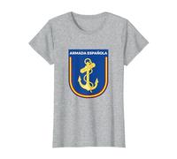 Emblema Armada Española Ejército español Naval Camiseta, Mujer, Gris Jaspeado, M