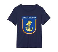 Emblema Armada Española Ejército español Naval Camiseta, Mujer Tallas Grandes, Azul Marino, 4XL Grande