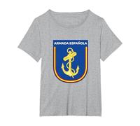 Emblema Armada Española Ejército español Naval Camiseta, Mujer Tallas Grandes, Gris Jaspeado, 6XL Grande